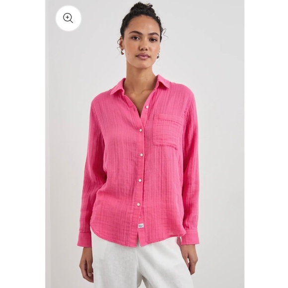 Rails Tops - RAILS Ellis Shirt Organic Cotton Button Down Hibiscus Women’s Medium